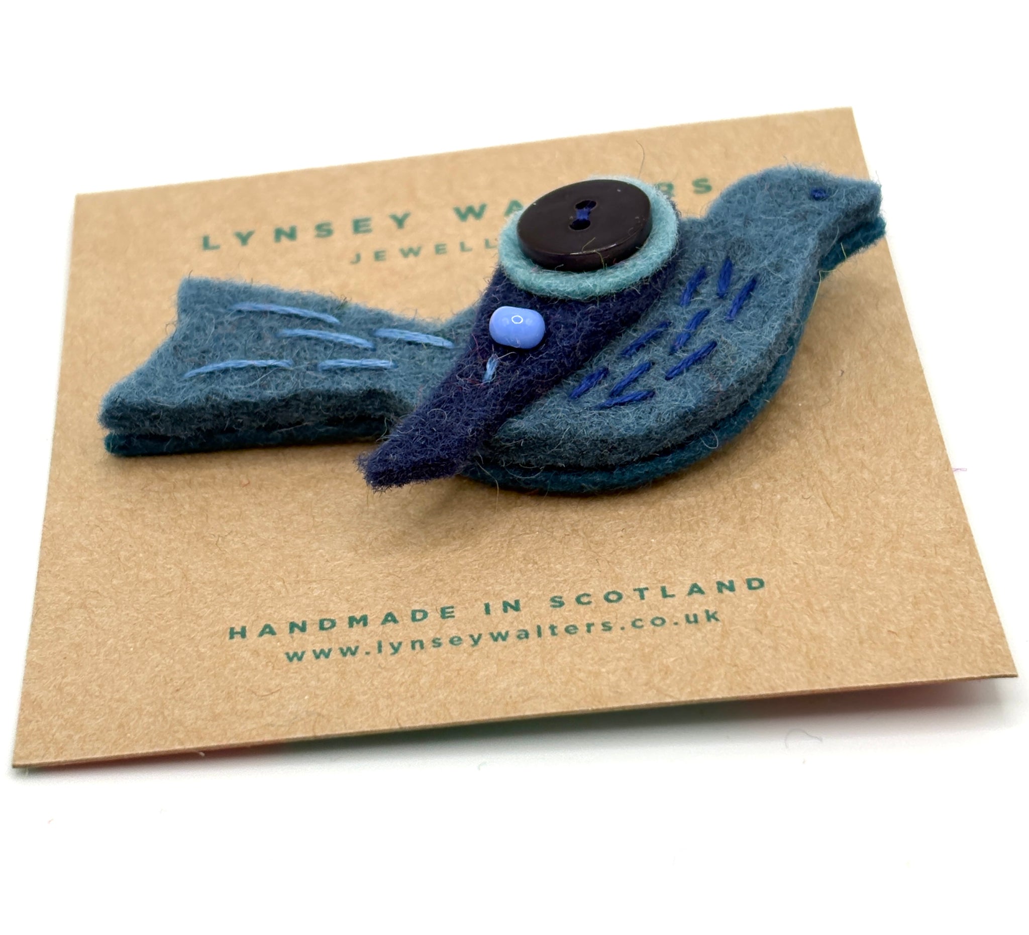 Little Birdy Brooch, Denim Blue