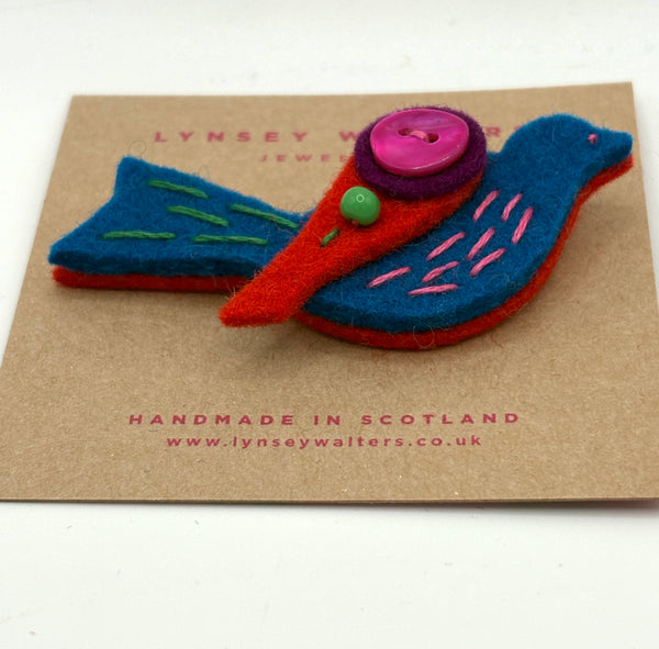 Little Birdy Brooch, Multi Colour