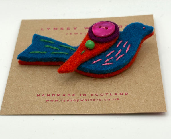 Little Birdy Brooch, Multi Colour