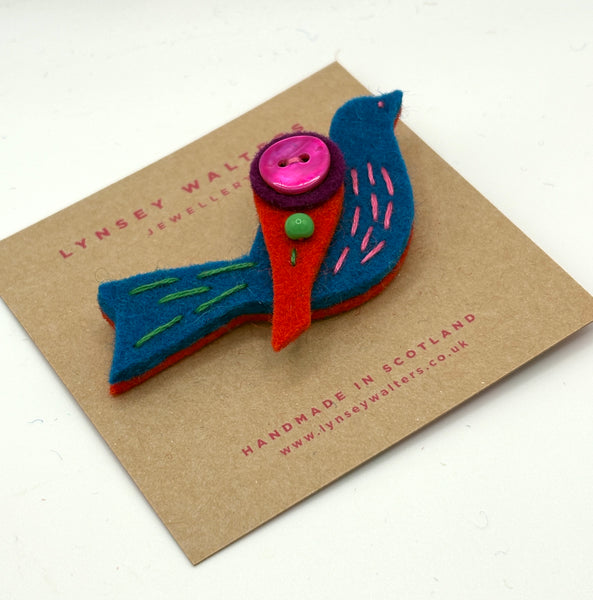Little Birdy Brooch, Multi Colour