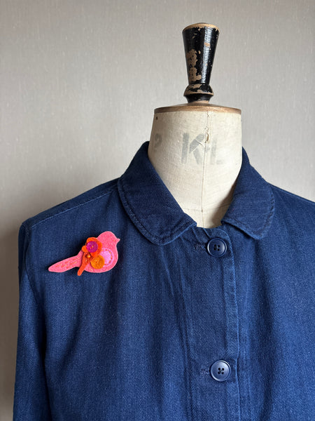 Pigeon Brooch - Soft Pink & Orange