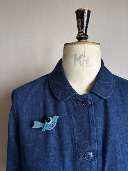 Little Birdy Brooch, Denim Blue