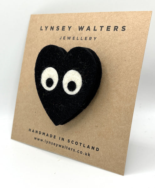 Black Heart Big Eyes Brooch