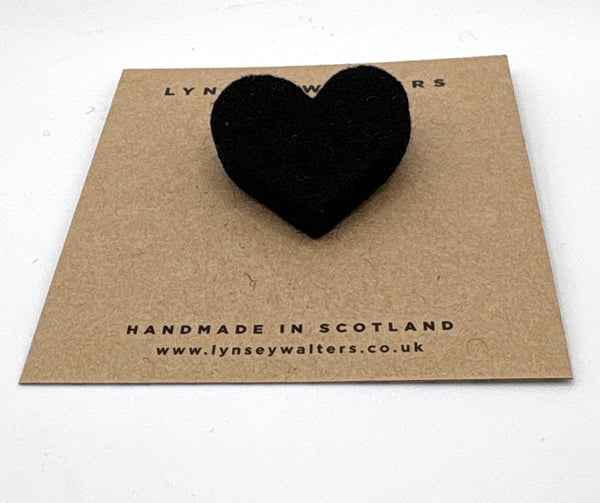 Mini Heart Brooch - Black