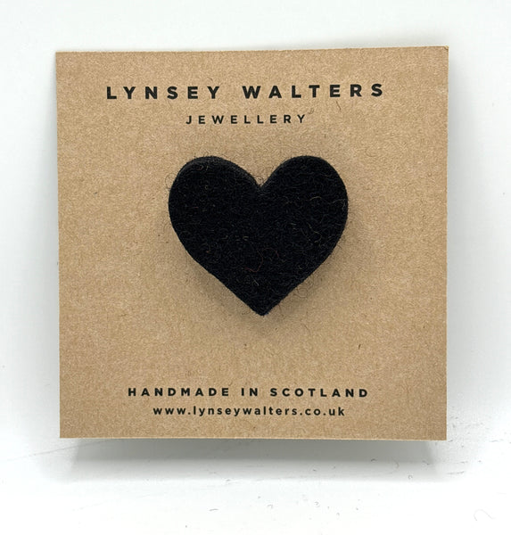 Mini Heart Brooch - Black
