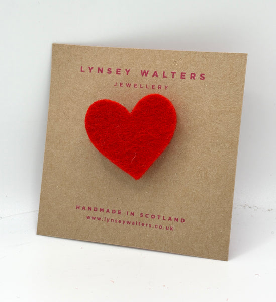 Mini Heart Brooch - Red