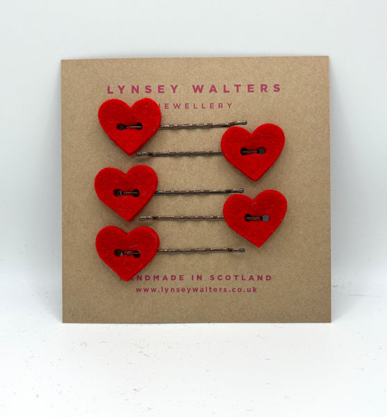 Set of 5 heart hairslides