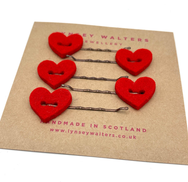 Set of 5 heart hairslides