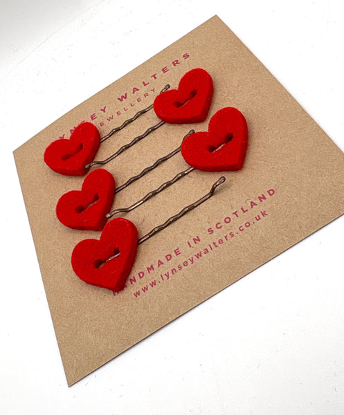 Set of 5 heart hairslides