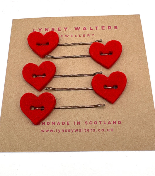 Set of 5 heart hairslides