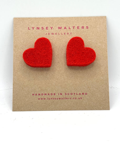 Large heart studs - Red