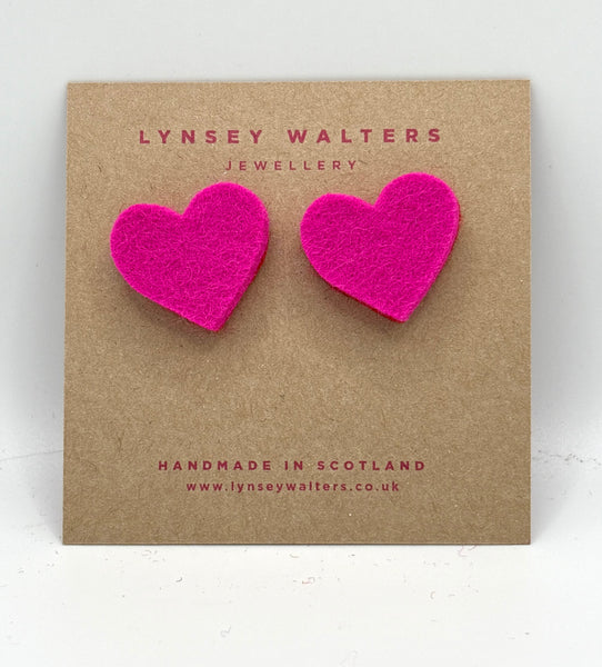 Large heart studs - Pink
