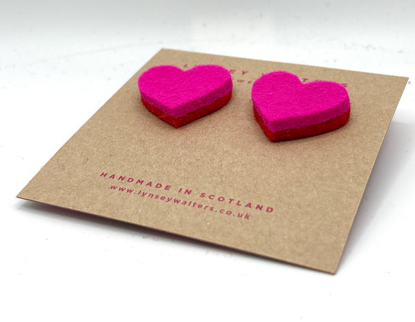 Large heart studs - Pink