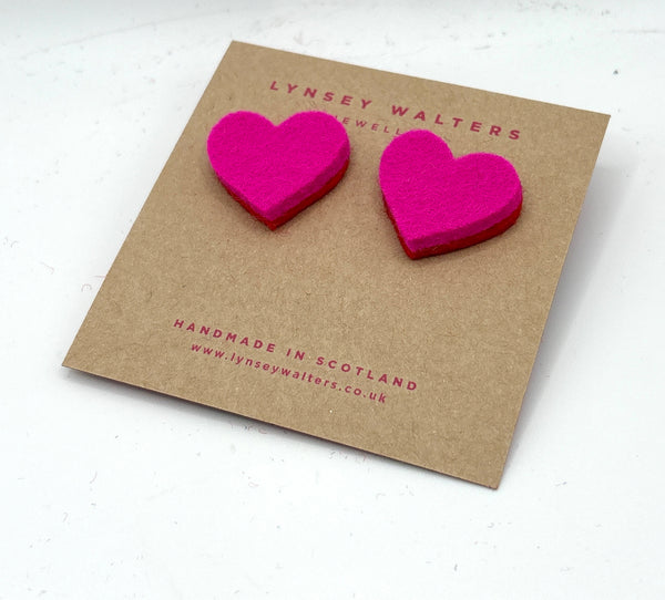 Large heart studs - Pink