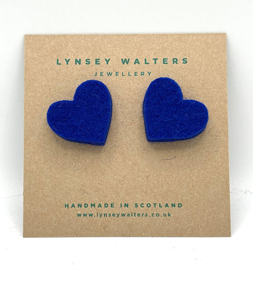 Large heart studs - Cobalt Blue
