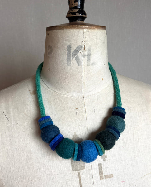 Handmade Merino Beads and Rope Necklace - Iona Seas