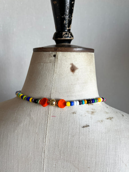Googly Eyes Necklace, multi coloured beads