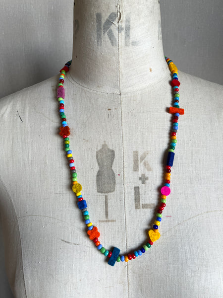 Charm Necklace - Multi Colour Glass Beads