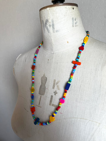 Charm Necklace - Multi Colour Glass Beads