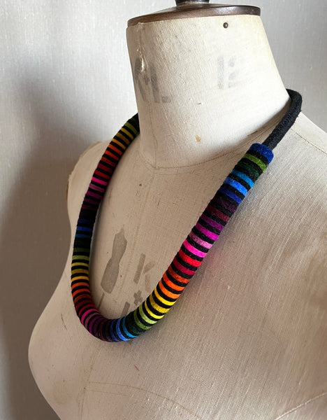Not So Chunky Colour blocks Necklace - Multi & Black Stripes