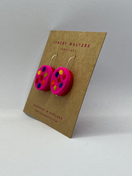 Galaxy drop earrings, pink & multi colour