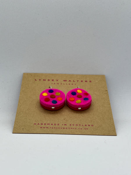 Galaxy drop earrings, pink & multi colour