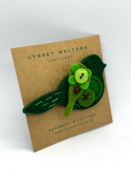 Pigeon Brooch - Forest Green