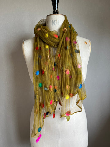 Silk Tulle Scarf - Large, Moss