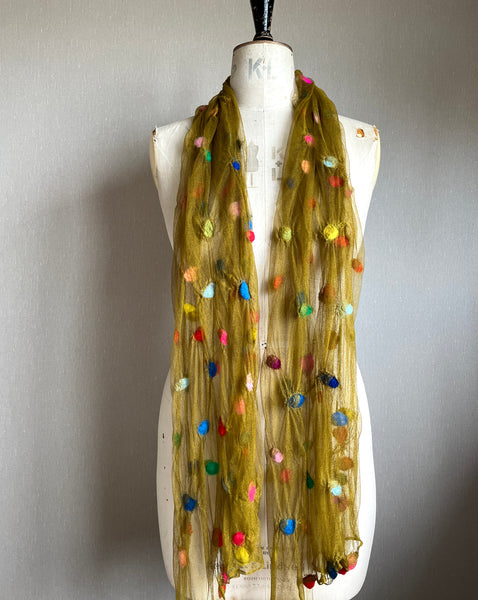 Silk Tulle Scarf - Large, Moss