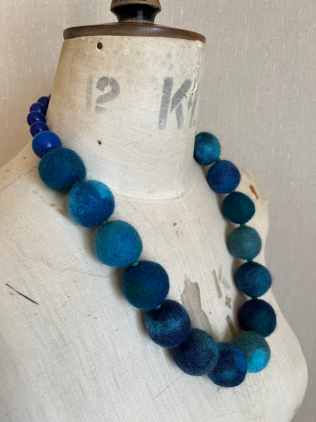 Merino Bead Necklace Mottled Iona Seas