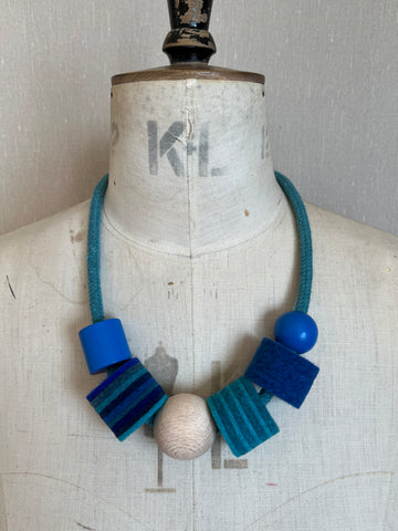 Industrial Felt, Wood and Rope Necklace - Iona Seas