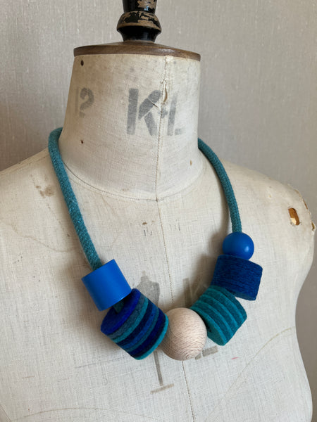 Industrial Felt, Wood and Rope Necklace - Iona Seas