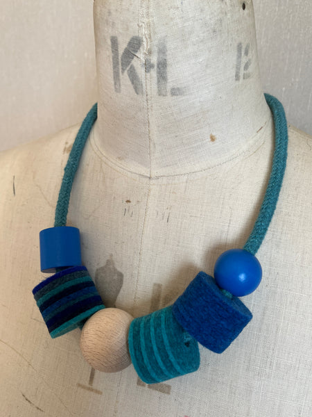 Industrial Felt, Wood and Rope Necklace - Iona Seas