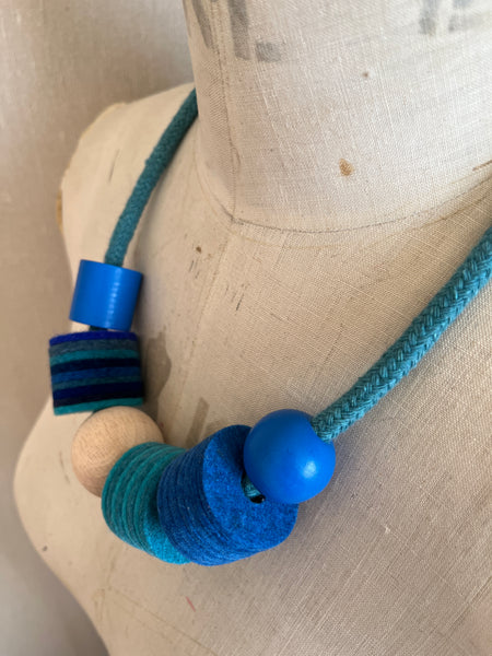 Industrial Felt, Wood and Rope Necklace - Iona Seas