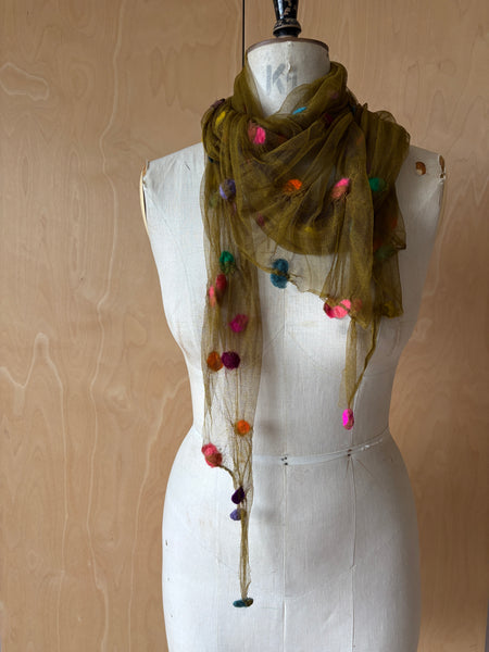 Silk Tulle Scarf - Large Triangle, Multi