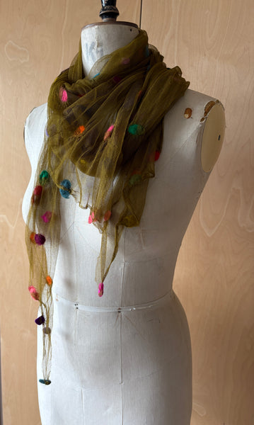 Silk Tulle Scarf - Large Triangle, Multi