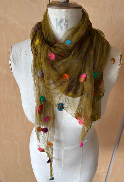 Silk Tulle Scarf - Large Triangle, Multi