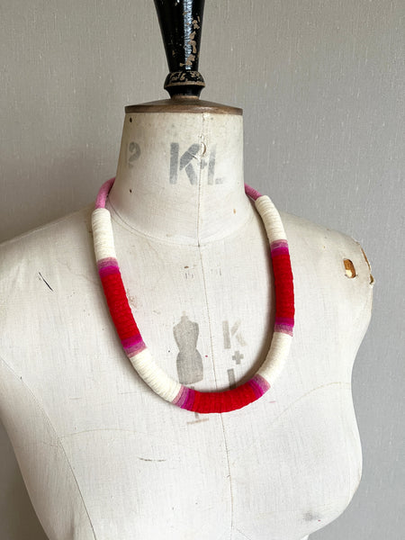 Not so Chunky Colour blocks Necklace - Pink Dip Dye Effect