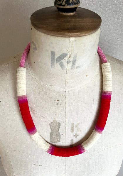 Not so Chunky Colour blocks Necklace - Pink Dip Dye Effect