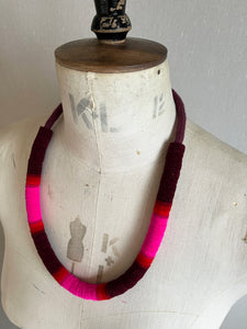 Not so Chunky Colour blocks Necklace - Burgundy Dip Dye Effect