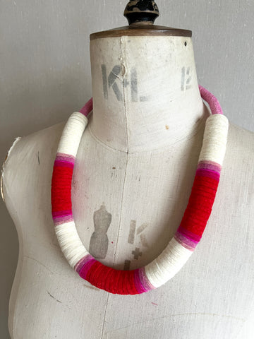 Chunky Colour blocks Necklace - Pink Dip Dye Effect