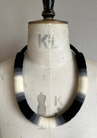 Chunky Colour blocks Necklace - Black Ombre Dip Dye Effect