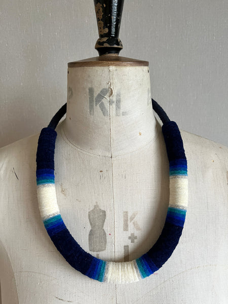 Chunky Colour blocks Necklace - Indigo Dip Dye Effect