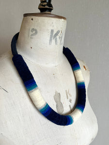 Chunky Colour blocks Necklace - Indigo Dip Dye Effect