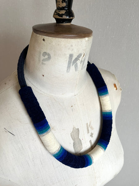 Chunky Colour blocks Necklace - Indigo Dip Dye Effect