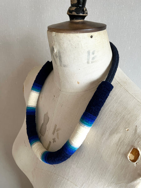 Chunky Colour blocks Necklace - Indigo Dip Dye Effect