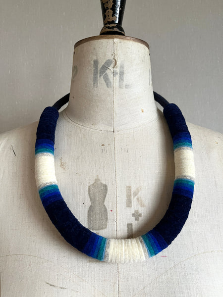 Chunky Colour blocks Necklace - Indigo Dip Dye Effect