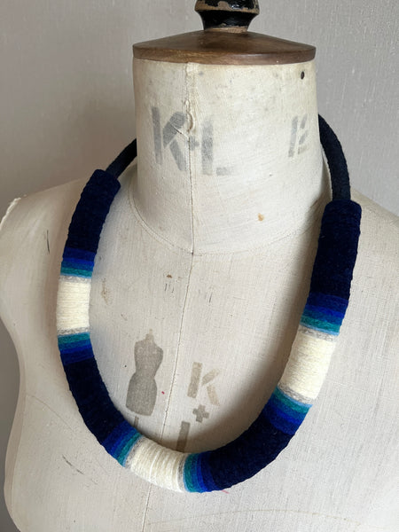 Chunky Colour blocks Necklace - Indigo Dip Dye Effect