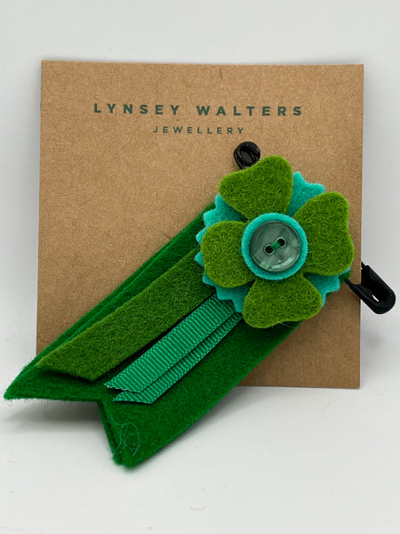 Medal Flower Brooch - Greens