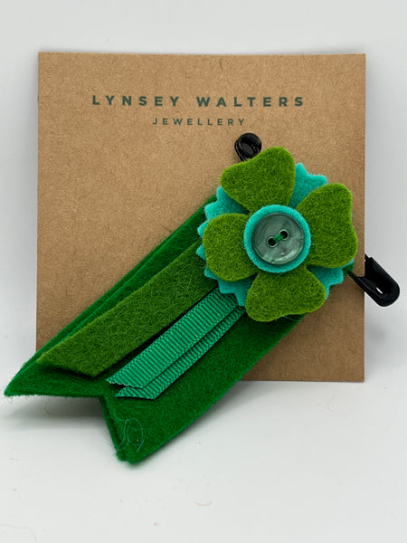 Medal Flower Brooch - Greens